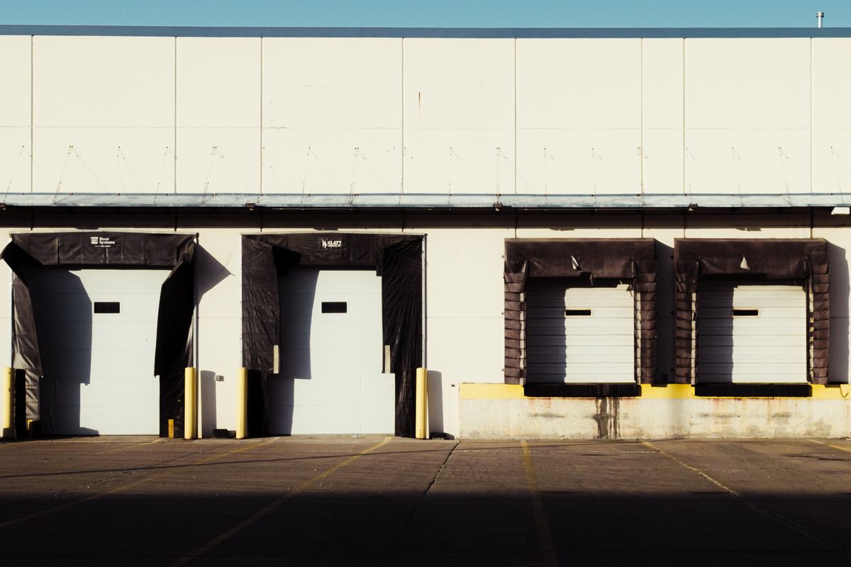 Commercial overhead loading dock doors at an Ottawa warehouse